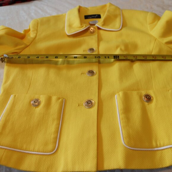 Vintage Classic Spiegel Structured Blazer/Jacket Bright Yellow White Trim Sz 10 - Picture 7 of 15